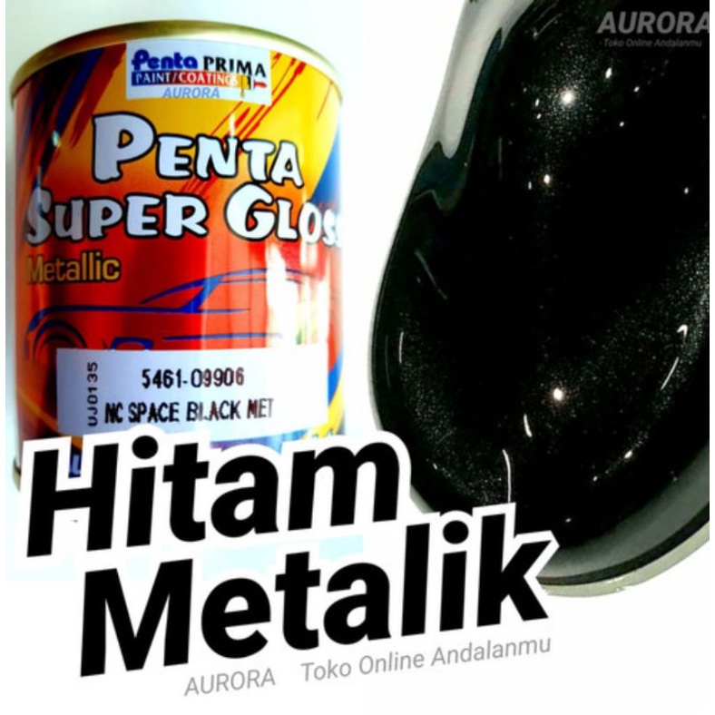 Cat Hitam Metalik Penta Super Gloss NC Space Black Metalic Cat Mobil Motor Sepeda Glos Kasar 1Liter