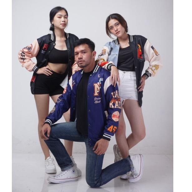 HARGA TERMURAAH JACKET VARSITY BASEBALL MOTIP TERBARU PRIA WANITA SAIZE L&XL / BASEBALL HUSTLE / BAS