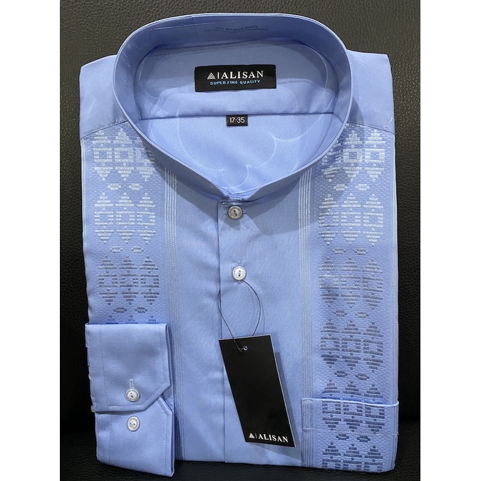 Kemeja Alisan Koko Biru Muda Lengan Panjang 17-35