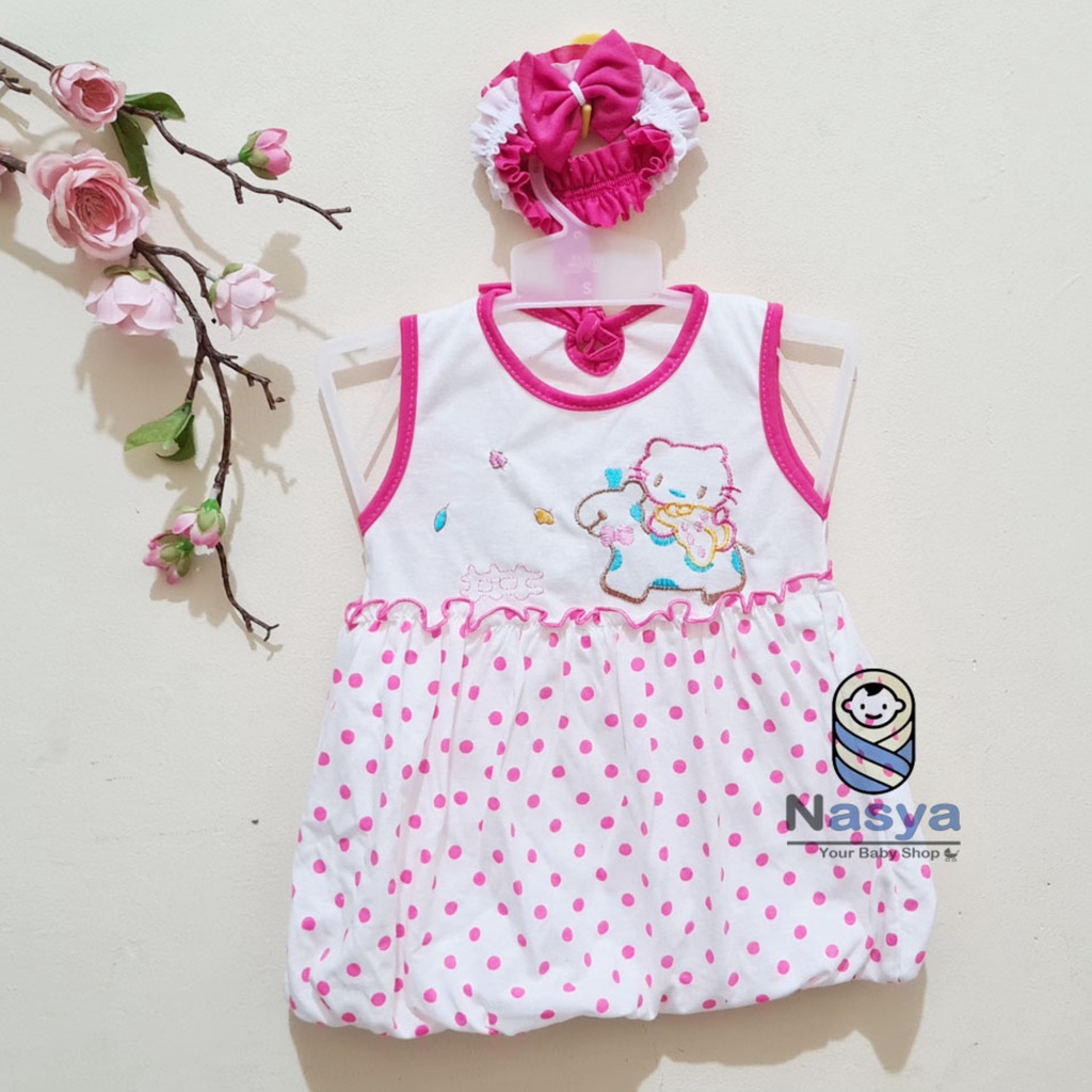 [P-029B] Baju Bayi / Dress Bayi Perempuan 0-6 bulan Motif Lucu (bonus Bandana) hello kitty lucu