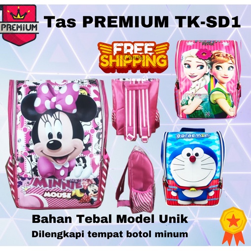 FREE ONGKIR  Tas Ransel Sekolah Anak TK Jepang Elsa Ribbon 3D Timbul  tas elsa ana anna karakter tas