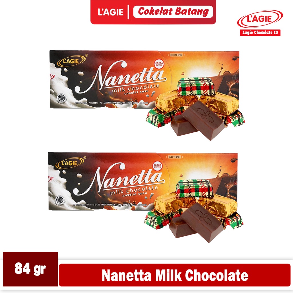 

LAGIE NANETTA MILK CHOCOLATE 84GRAM 2 BATANG