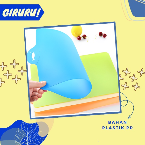 TALENAN ALAS PLASTIK WARNA-WARNI / ALAS POTONG CHOPPING CUTTING BOARD / ANTI LECET / Talenan Plastik Lentur Alas Potong Telenan Chopping Cutting Board / Talenan plastik lunak flexible / Talenan Antislip Bahan PP Food Grade Buah / Sayur Antislip Talenan