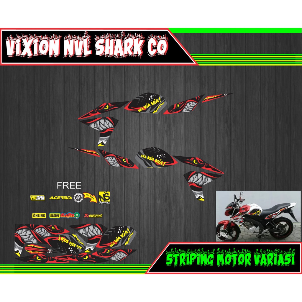 decal striping stiker motor vixion nvl shark co