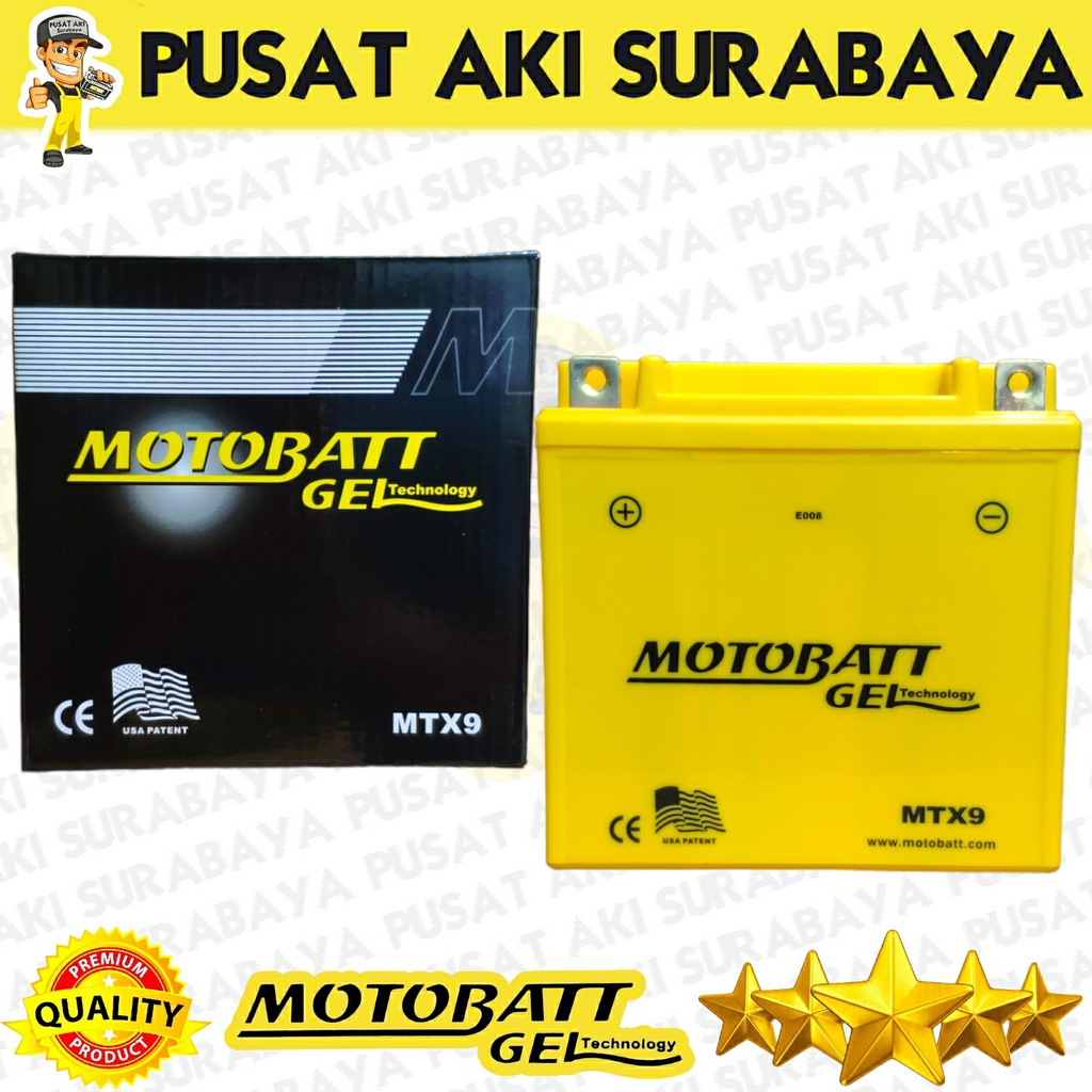 MOTOBATT MTX9 ORIGINAL ACCU GEL KERING MOTOR SUZUKI THUNDER BAJAJ PULSAR TVS APACHE 9AH YB7A