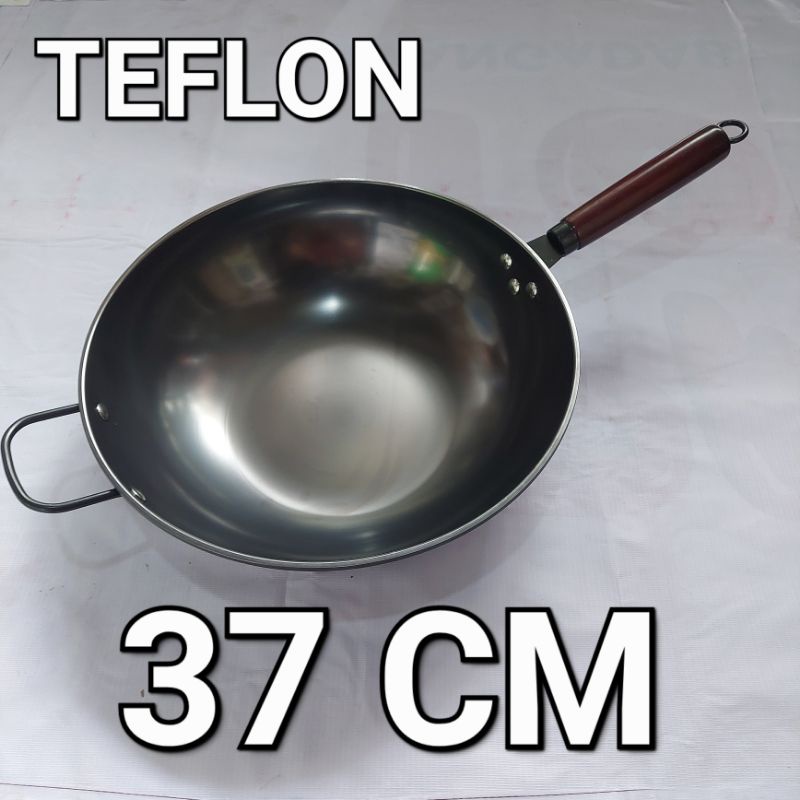 Wajan kuali penggorengan teflon 37cm anti lengket/wajan kuali frypan teflon 37cm