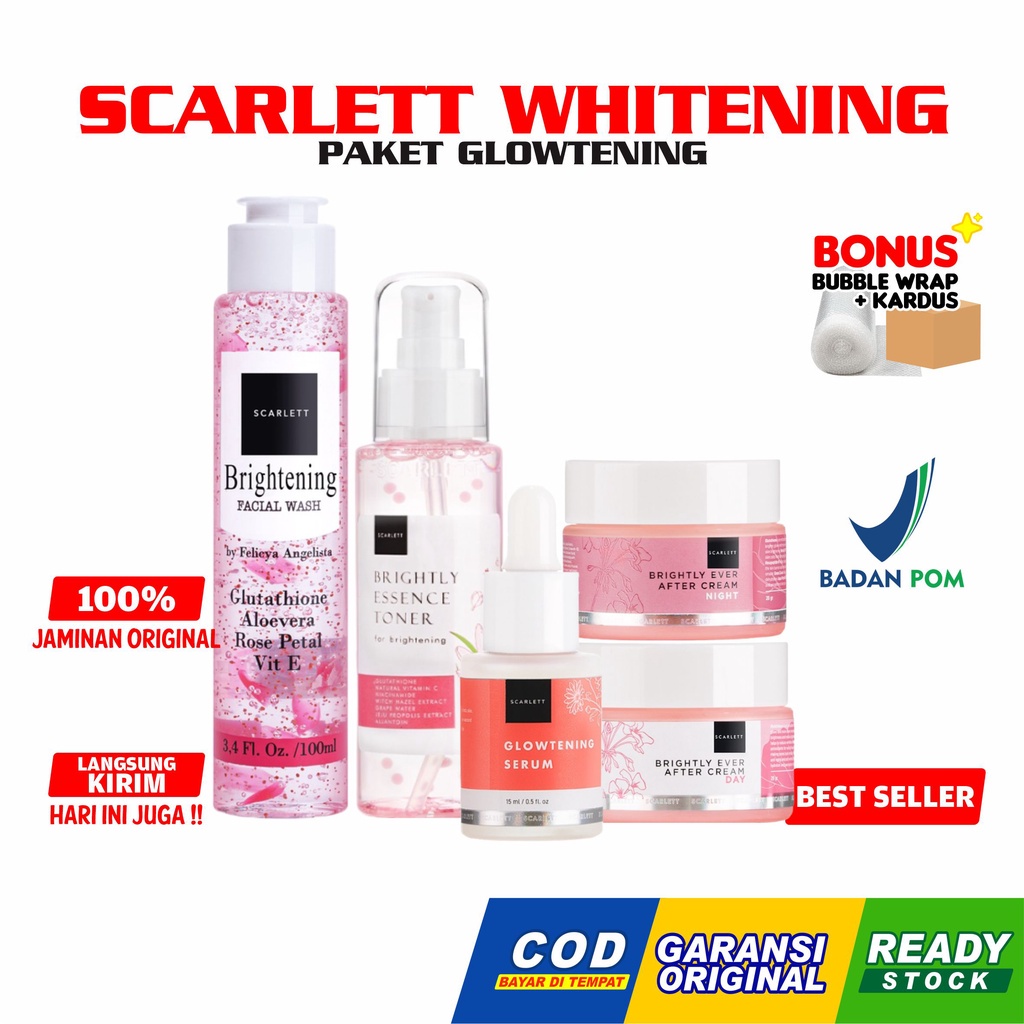 Scarlett Glowtening Series [FREE GIFT] Paket Glowing Treatment Lengkap 5 Item BPOM Original by Felicya Angelista