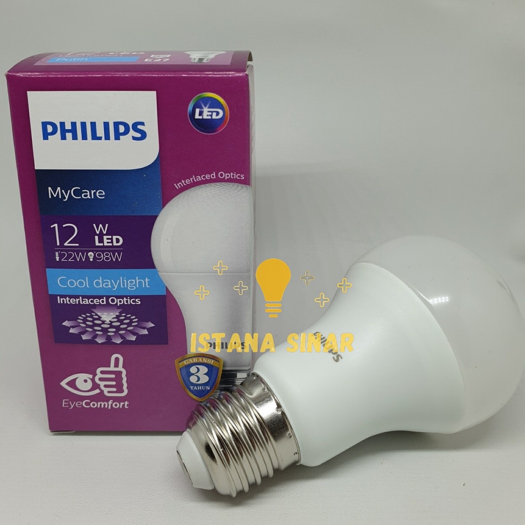 Philips LED Bulb Mycare 3w 4w 6w 8w 10w 12w 14.5w 19w E27- 6500k/putih