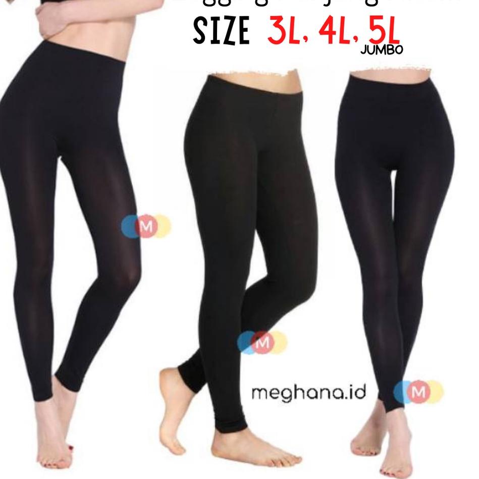 Legging Wanita HITAM 3L Panjang Polos Yoga Gym Fitness Zumba Aerobic Obic Forever 2009 - 3L {KBK.5Fe