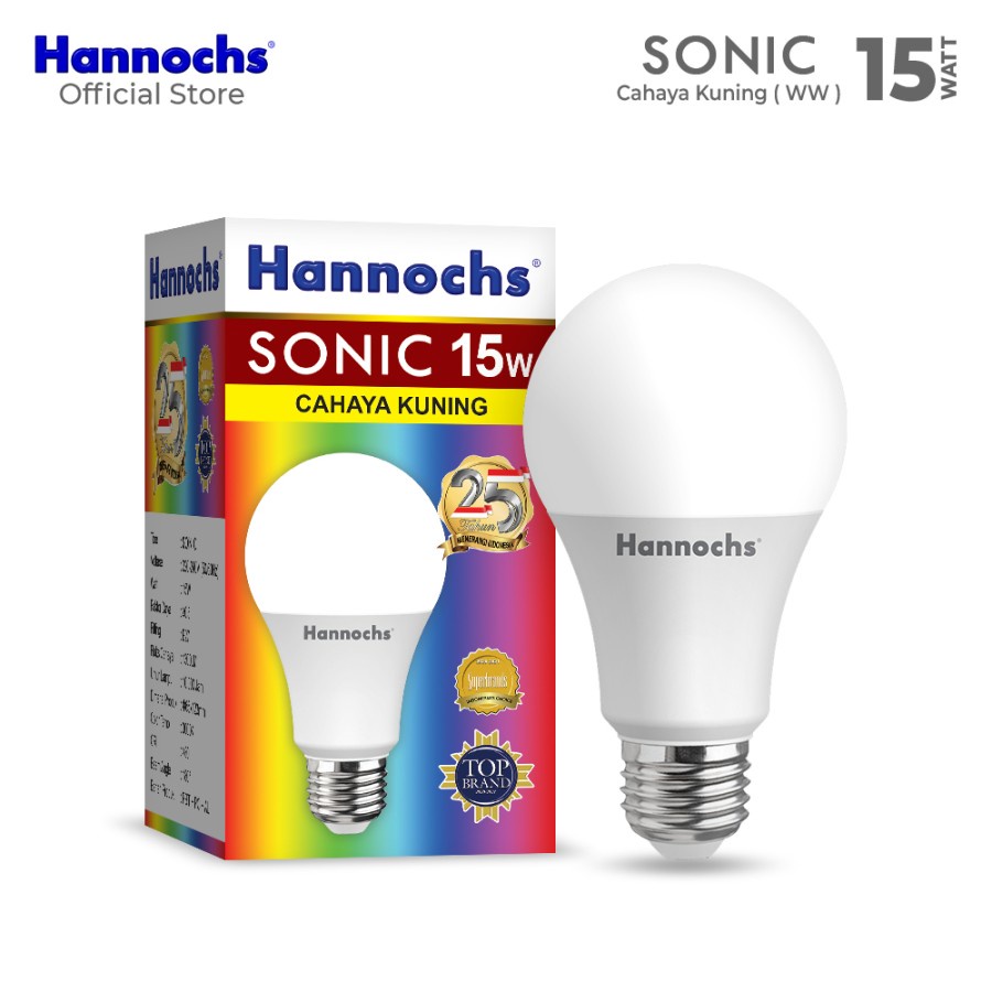 Lampu Led Hannochs Sonic 15 Watt Cahaya Kuning