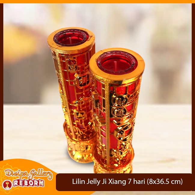 Lilin Jelly Gelas Merah Puja Sembahyang 7 hari Ji Xiang Tinggi 36,5cm