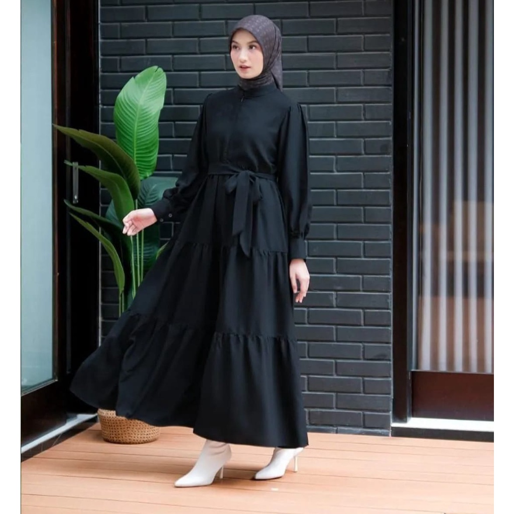 Gamis Terbaru 2023 Lebaran Wanita / Gamis Hitam / Abaya Hitam / Gamis Remaja Termurah / Gamis Wanita Kekinian / Amelia Dress