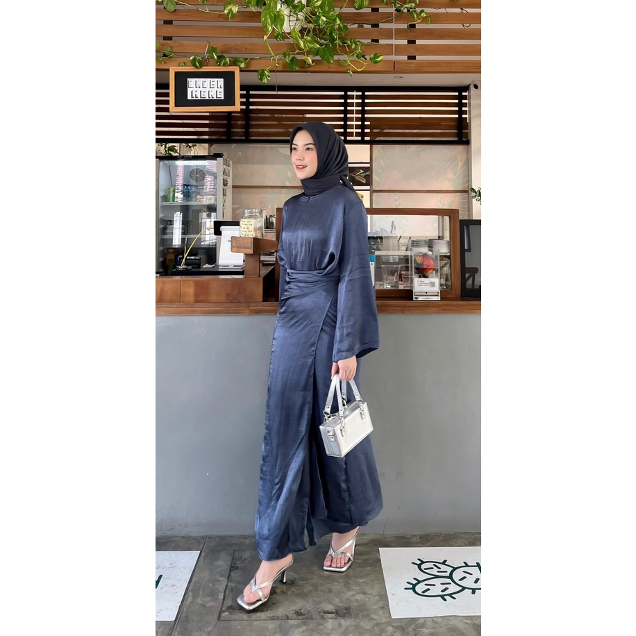 KALINA SILK DRESS | ABAYA SET LEBARAN JUBAH GAMIS CRINKLE SILK