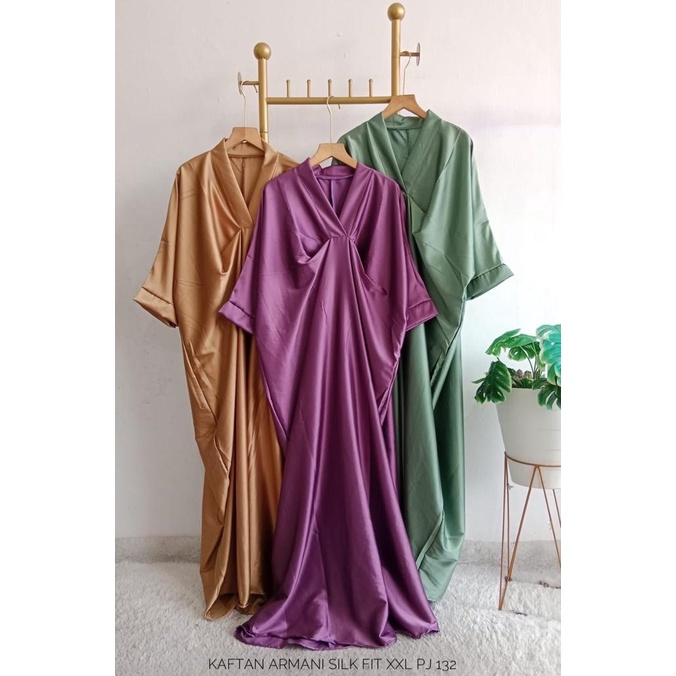 Baju Dress Vneck Kaftan Katun Premium / Fashion Gamis Motif Wanita Top (W3W2) Kondangan Mewah Busui 