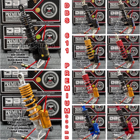 Shock DBS 611 Premium shockbreaker tabung bawah metic dumper single shock330mm baet vario 150 vario125 xrider