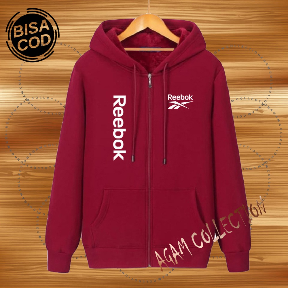 Agam collection Jaket Zipper Distro RBK Kirka Text Putih Premium Quality Jaket Hoodie Pria Wanita