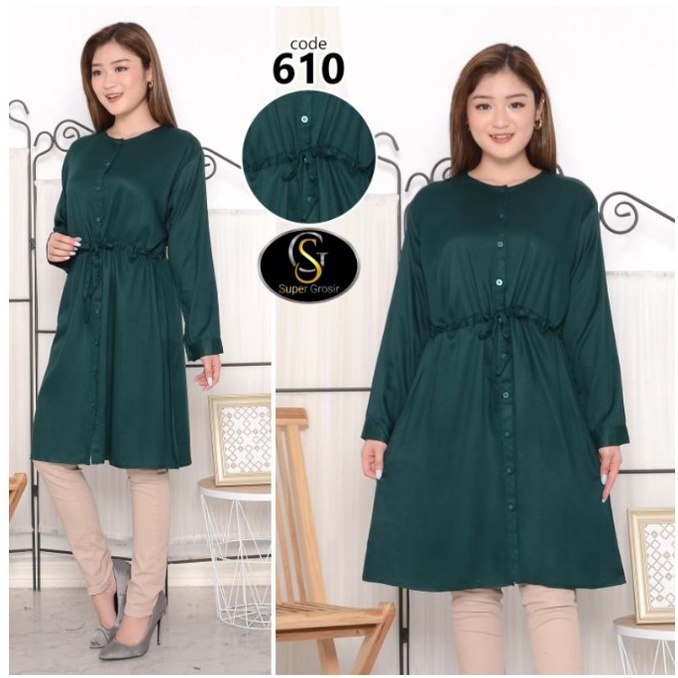 TUNIK WANITA / TUNIK OBLONG TALI PINGGANG SERUT - 610