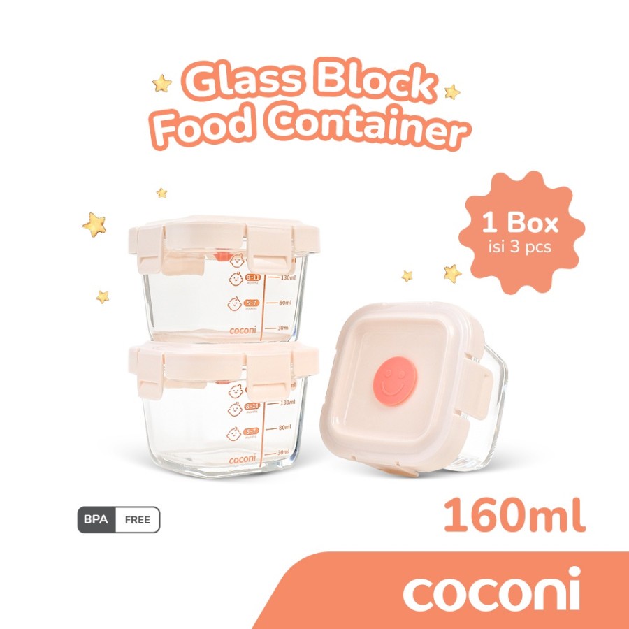 COCONI Baby Food Glass Container 3 Pcs x 160ml | Wadah MPASI