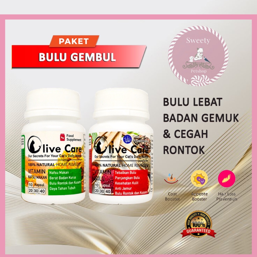 Olive Care Vitamin Kucing Paket BULU GEMBUL untuk Nafsu Makan, Badan Gemuk, Bulu Lebat, Gembul dan Cegah Rontok SweetyPetshop