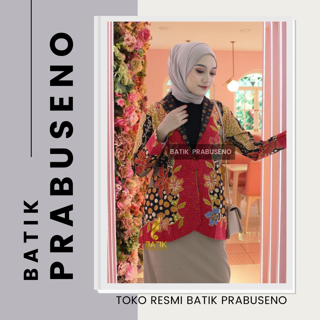 Baju Batik Wanita Prabuseno Modern Kekinian Motif Truntum Lengan panjang Batik Blazer Modern