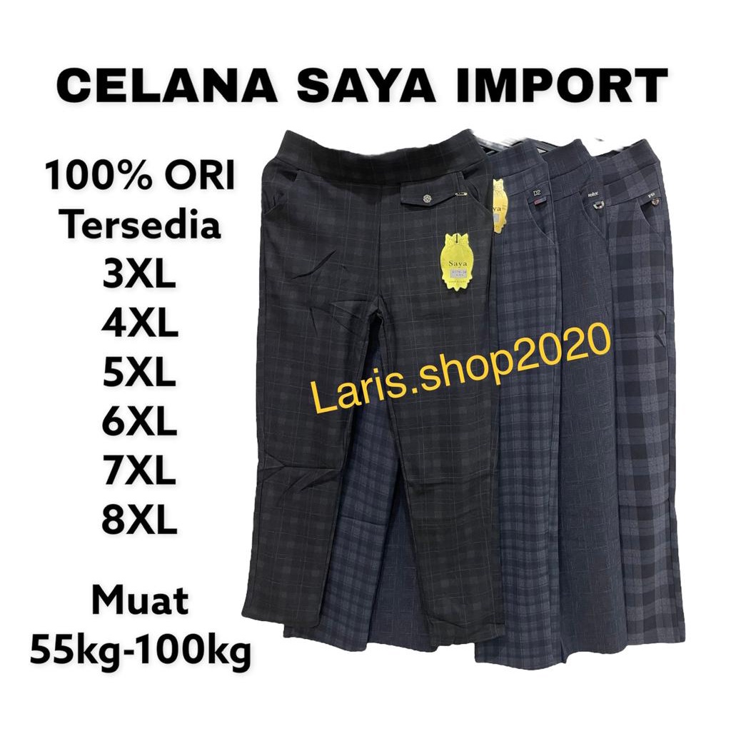 PROMO!! CELANA SAYA MOTIF KOTAK 3XL-6XL ( 55-80kg )REAL PICT !!!