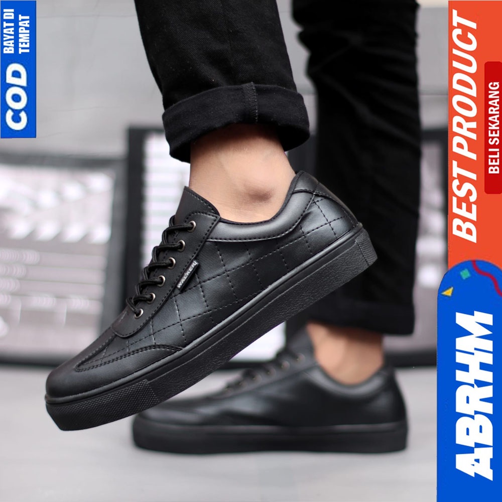 ABRHM X PEDRO Sepatu Casual Formal Sneakers Pria Kasual Formal Kerja Kantor Black Brown Pantofel Kulit Pu