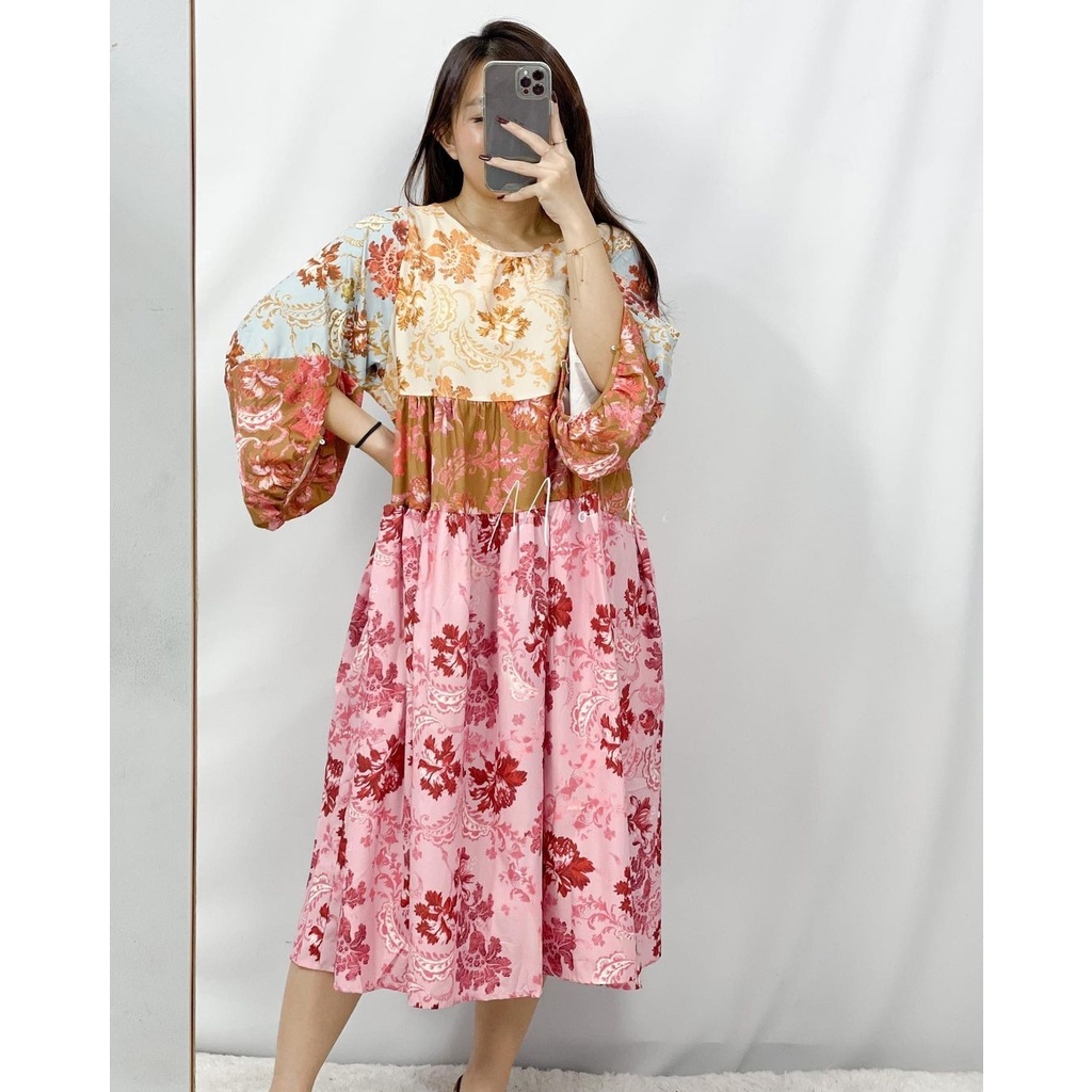 Mini Dress Bunga Korea Lengan Pendek Premium