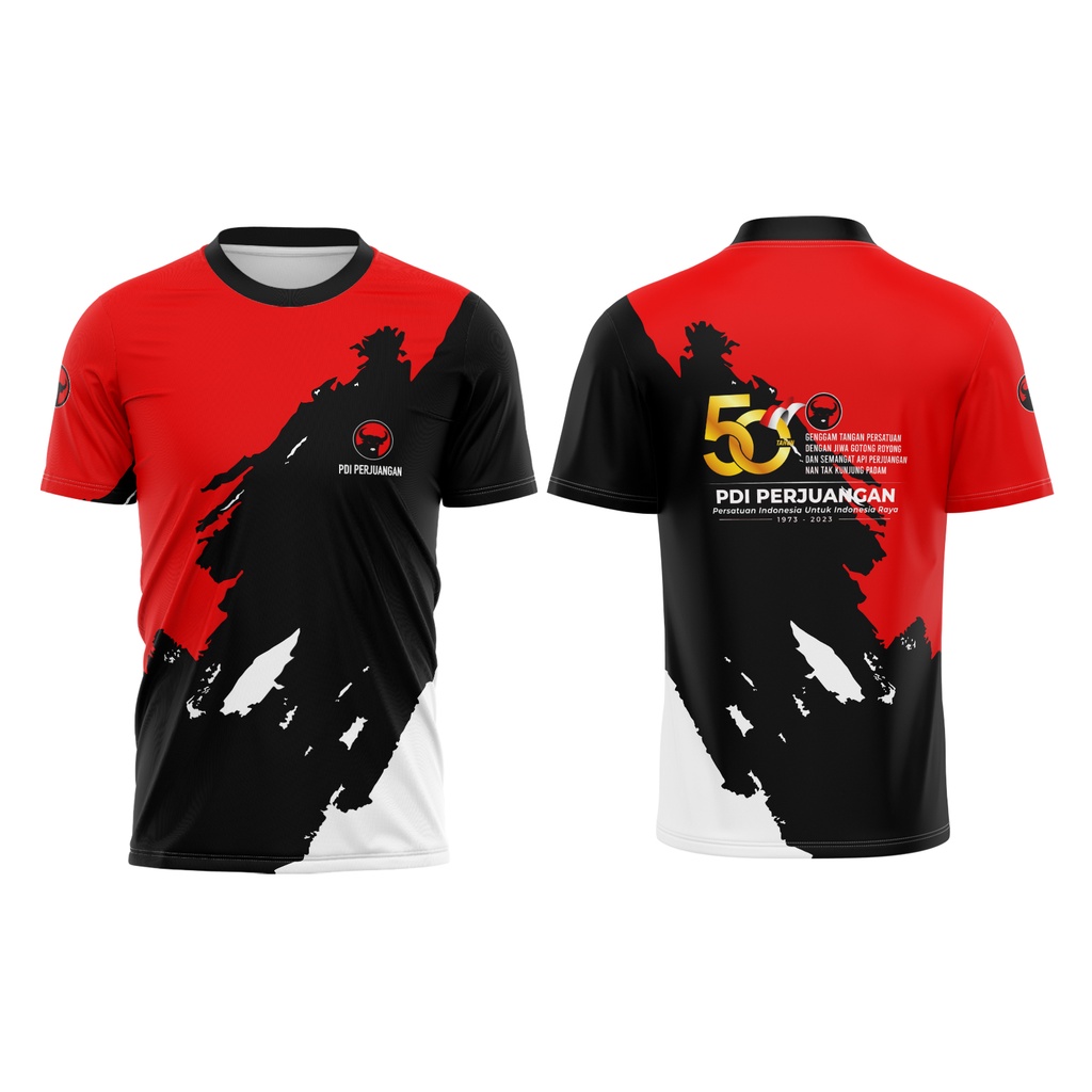 Kaos Baju PARTAI PDIP PDI PERJUANGAN PEMILU 2024 Lengan Panjang Pendek Fullprinting Sublime Custom 0