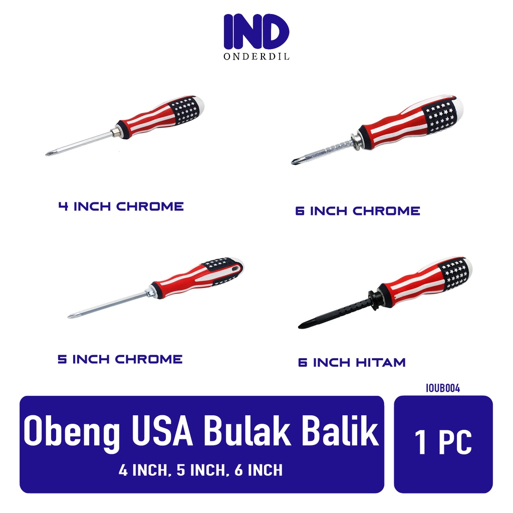 Obeng Bendera USA-Amerika 2 Way Magnet Bolak-Bulak-BB Balik 4 Inch-10 Cm Plus Minus 2in1 2 in 1