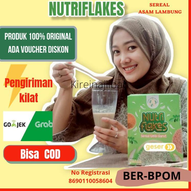 

♂ NUTRIFLAKES SEREAL UMBI GARUT SOLUSI ASAM LAMBUNG MAAG GERD ORI 100% WITH PSYLLIUM HUSK ➪