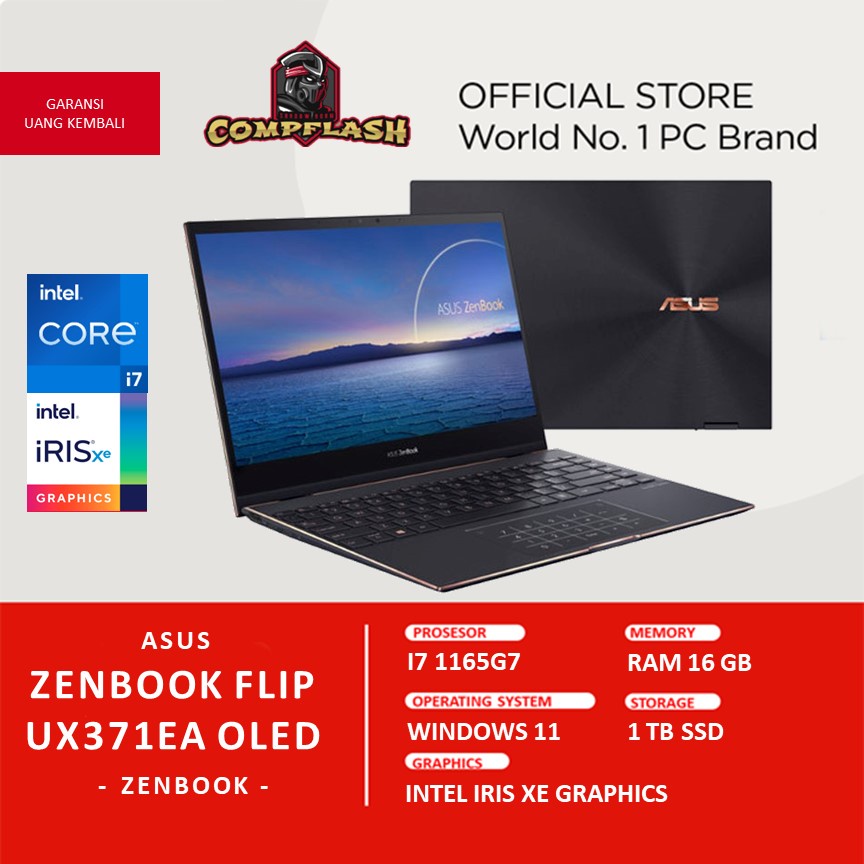 LAPTOP ASUS ZENBOOK FLIP UX371EA OLED 4K UHD TOUCH INTEL I7 1165G7 RAM16GB 1TB SSD W10PRO