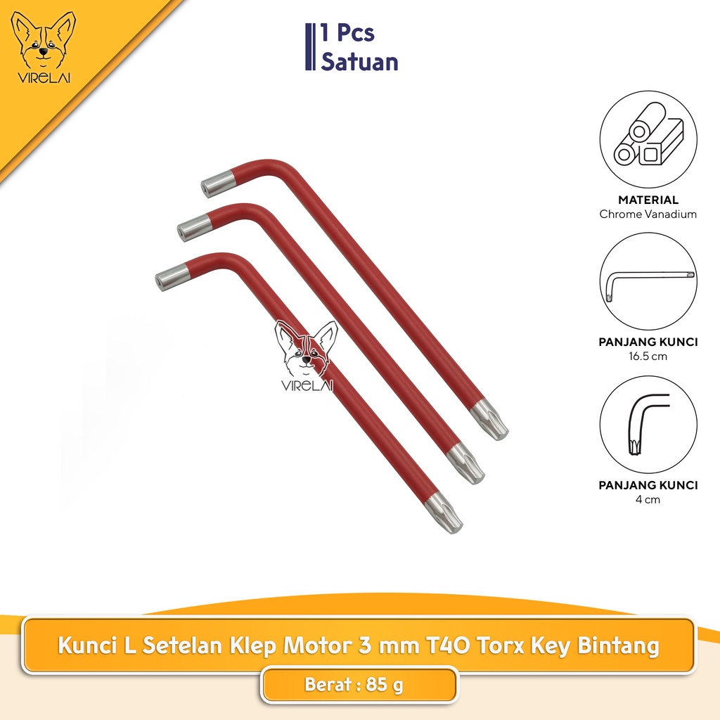 Kunci L Setelan Klep Motor 3 mm T40 Torx Key Bintang [IMPACT]