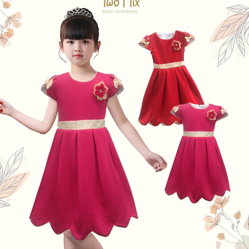 BEST SELLER Two Mix Dress Anak Imlek Cewek - Baju Anak Perempuan Fashion Usia 0-12 tahun 4129