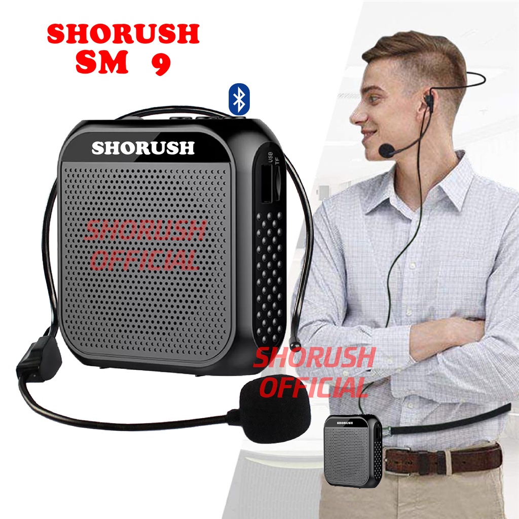 Shorush SM-9 Speaker Pinggang Portable Mini Bluethooth Dengan Microphone Mic Clip on Bando Pengeras Suara Untuk Guru Dosen Mengajar Instruktur TourGuide Presentasi Kegiatan Outdoor Seminar