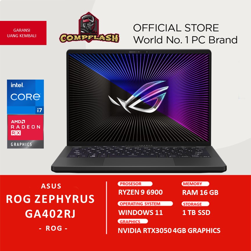 LAPTOP GAMING ASUS ROG ZEPHYRUS GA402RJ RYZEN 9 6900 RX6700 RAM 16GB 1TB SSD W11 14.0QHD 120HZ