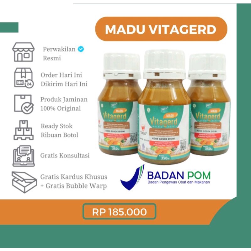 Madu VITAGERD BPOM ASLI obat Herbal Lambung Kronis dan Masalah Pencernaan