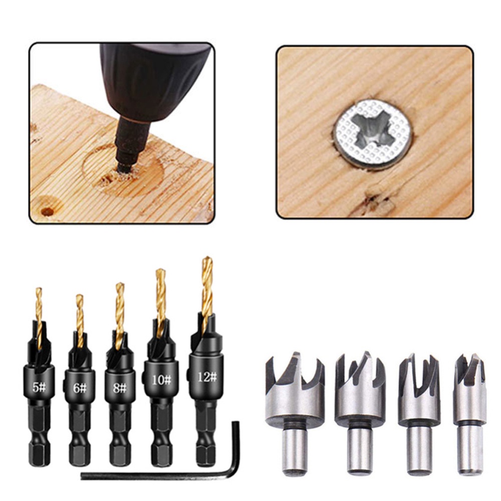 MATA BOR DOWEL COUNTERSINK PELUBANG KAYU BARREL CORK DRILL BIT WOOD PLUG CUTTER