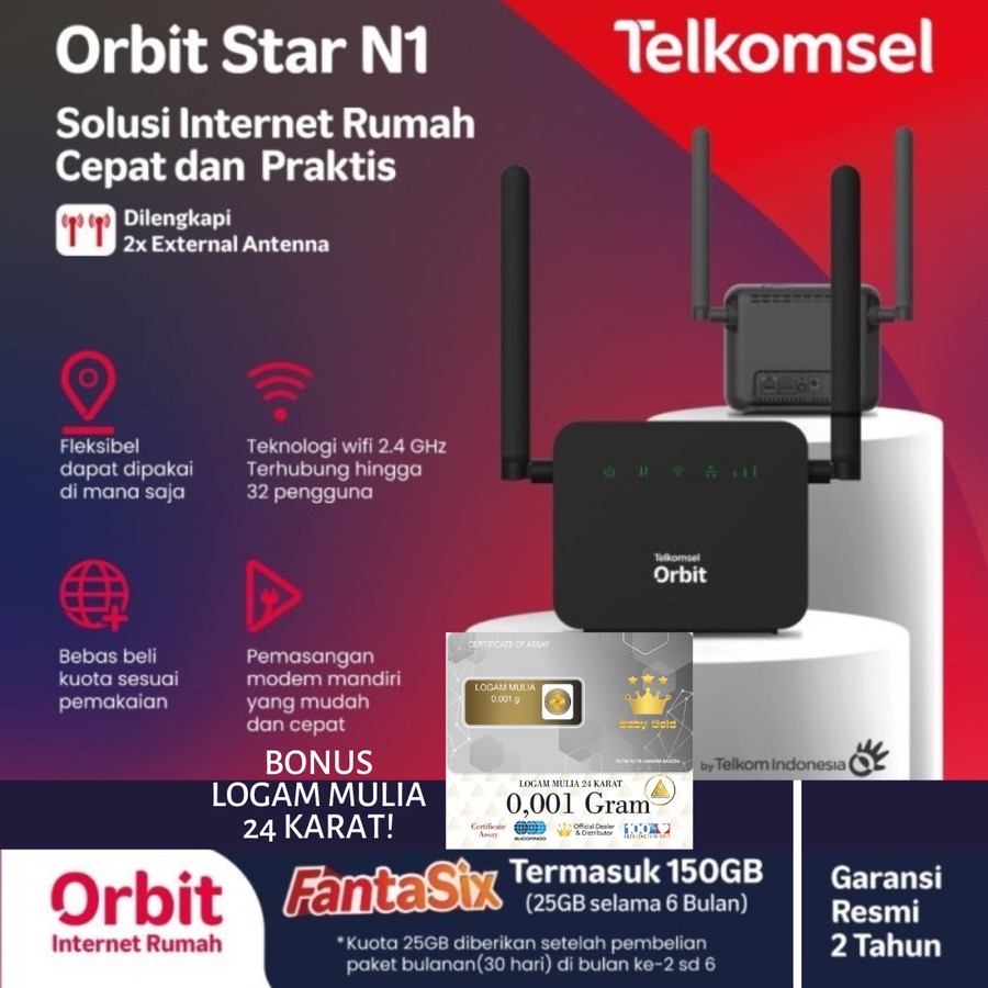 Orbit  Modem Wifi Telkomsel Orbit Star N1 4G High Speed Bonus Data