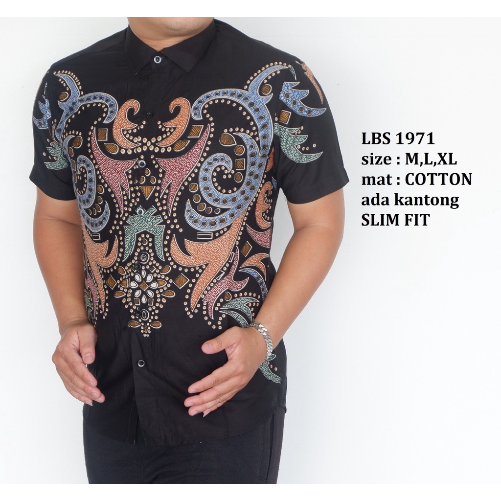 Baju Batik Pria Slimfit Kemeja Lengan Pendek Slim Fit LBS 1971