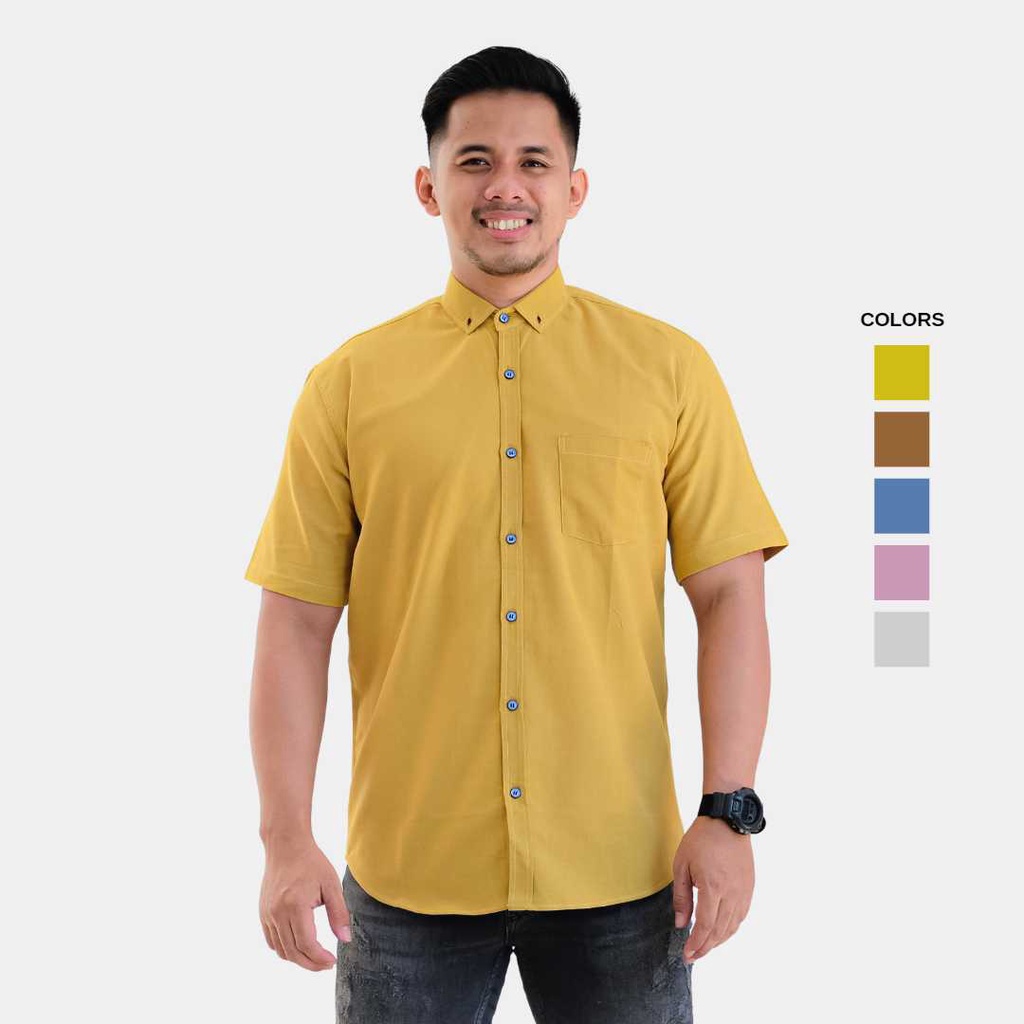 Kemeja Kerah Basic Pria Lengan Pendek