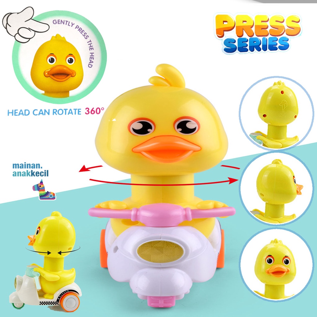 Mainan Anak Pull Back Cute Duck Bebek Naik Motor Pull Back Bebek Mainan Tekan Press