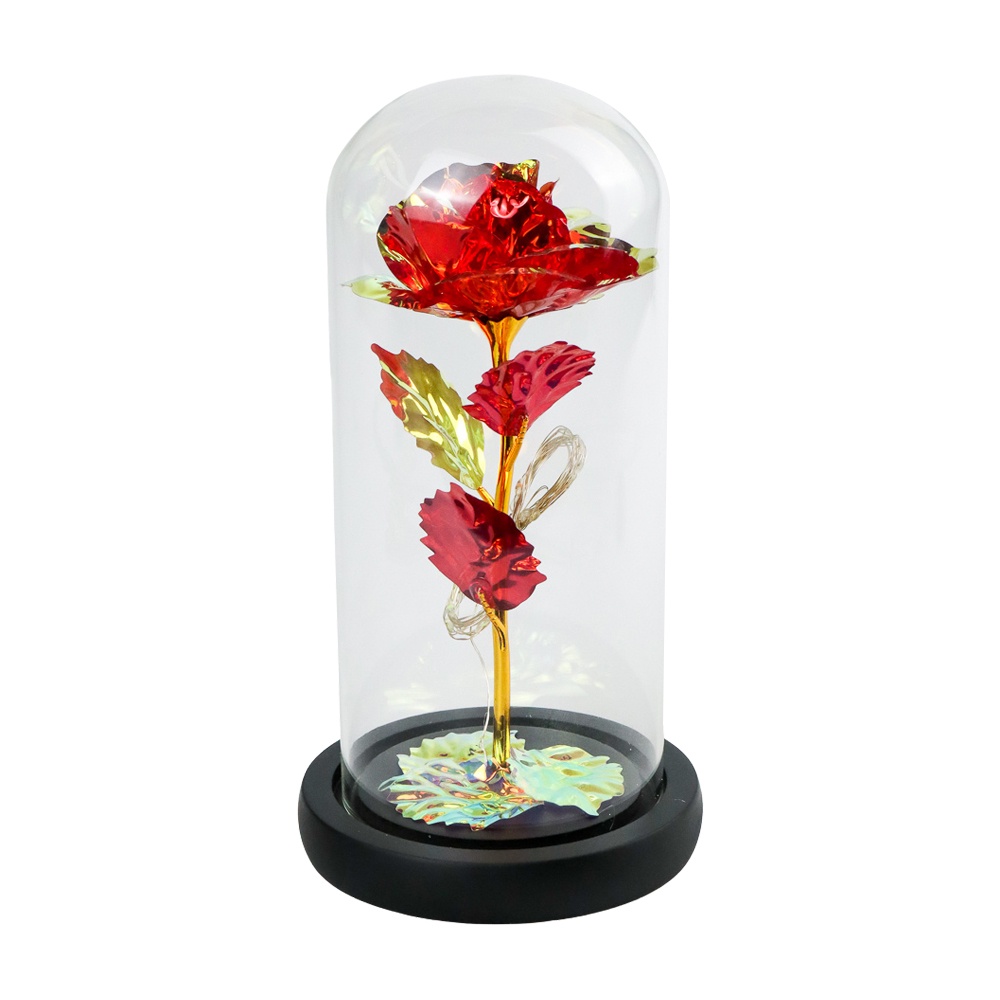 TaffHOME Lampu Meja Hias LED Bunga Mawar Illumination Rose Colorful Light - Red AC03