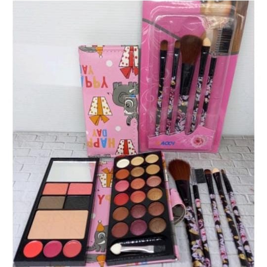 Paket Make Up Komplit 12 in 1 / Paket Kosmetik Maybelline Fit me Lengkap 12 In 1 / Paket Kecantikan / Makeup Brush