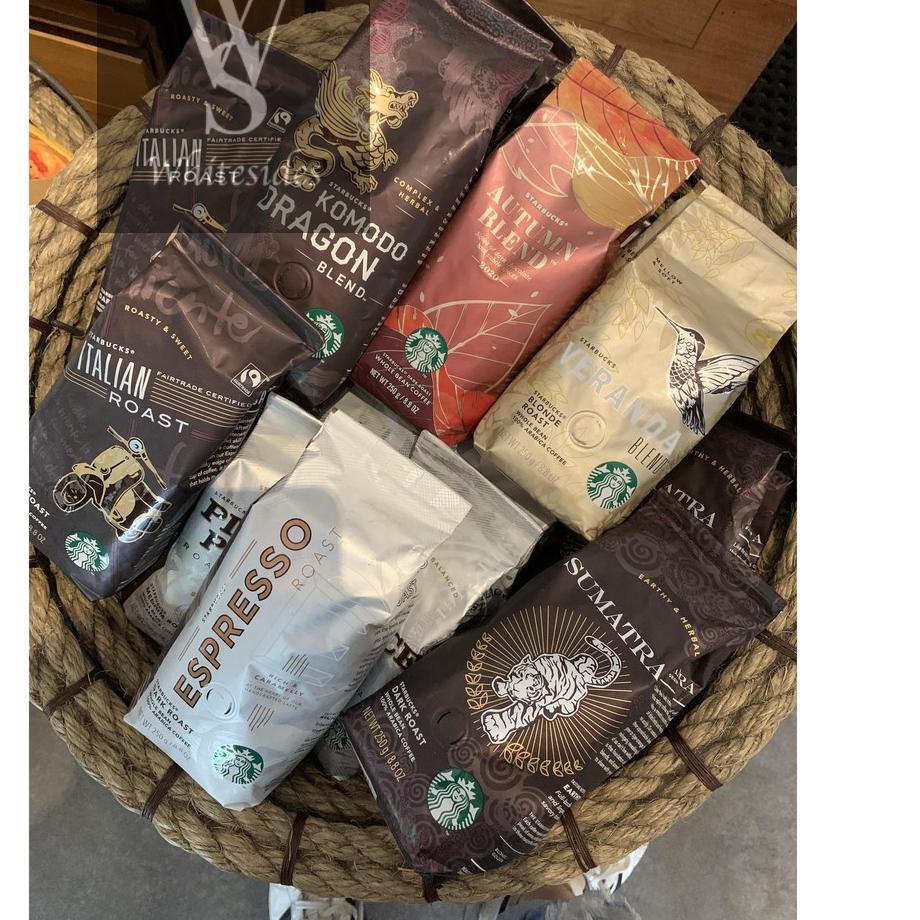 

➣ Whole Bean Dark Roast 250gr Starbucks Coffee Grind Papua New Guinea Veranda Colombia Siren Pike Place House Blend Indonesia Aceh Breakfast Kenya Guatemala Espresso Italian Sumatra Komodo Dragon Verona Kopi Biji Arabica Robusta Black Flavoured ◘