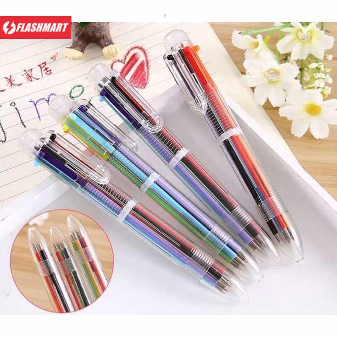 Flashmart Pulpen 6 in 1 Pena Bolpoin Warna-Warni Multi Colored Pen