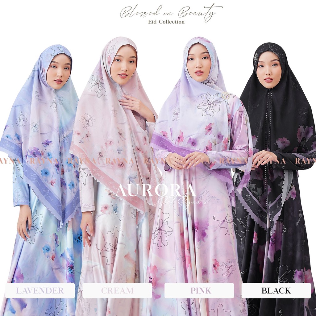 ORIGINAL Gamis Set Syar'i AURORA Marsha by Ray.Na - Rayna Gamis polos Realpic ORI 100%