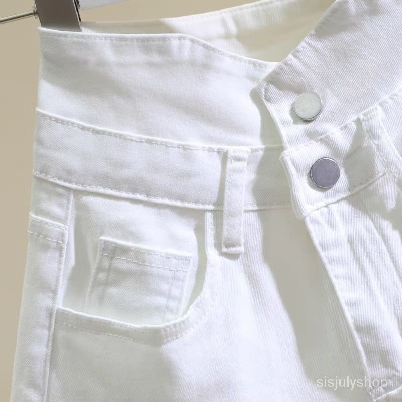[✅BISA COD] #Sisjuly# Celana pendek denim putih wanita musim panas musim panas tipis baru pinggang t