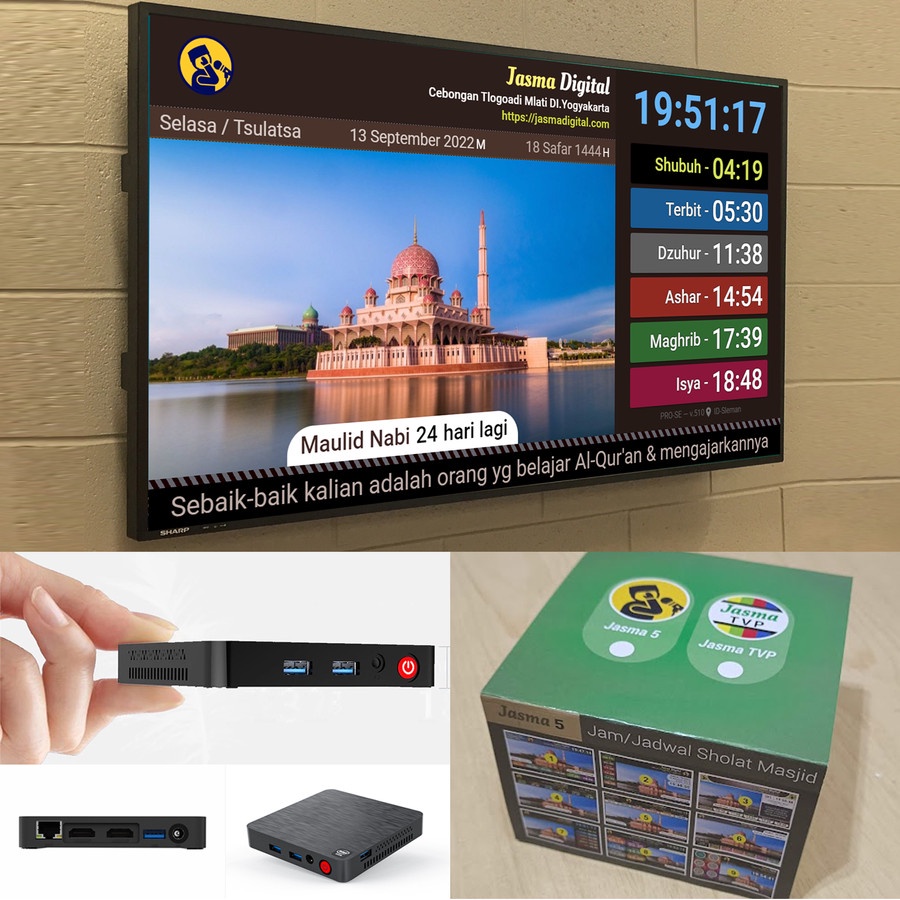 Jasma Digital - Jasma 5 - JWS TV - Jam masjid waktu sholat pakai TV - Edisi PRO