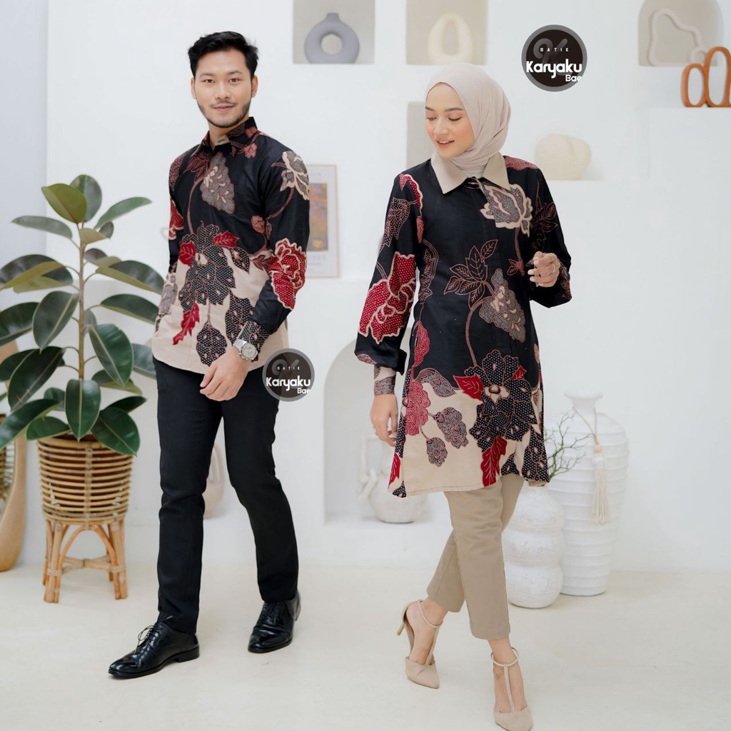 Batik couple wanita pria batik kantor terbaru seragam batik wanita pria M L XL XXL Jumbo