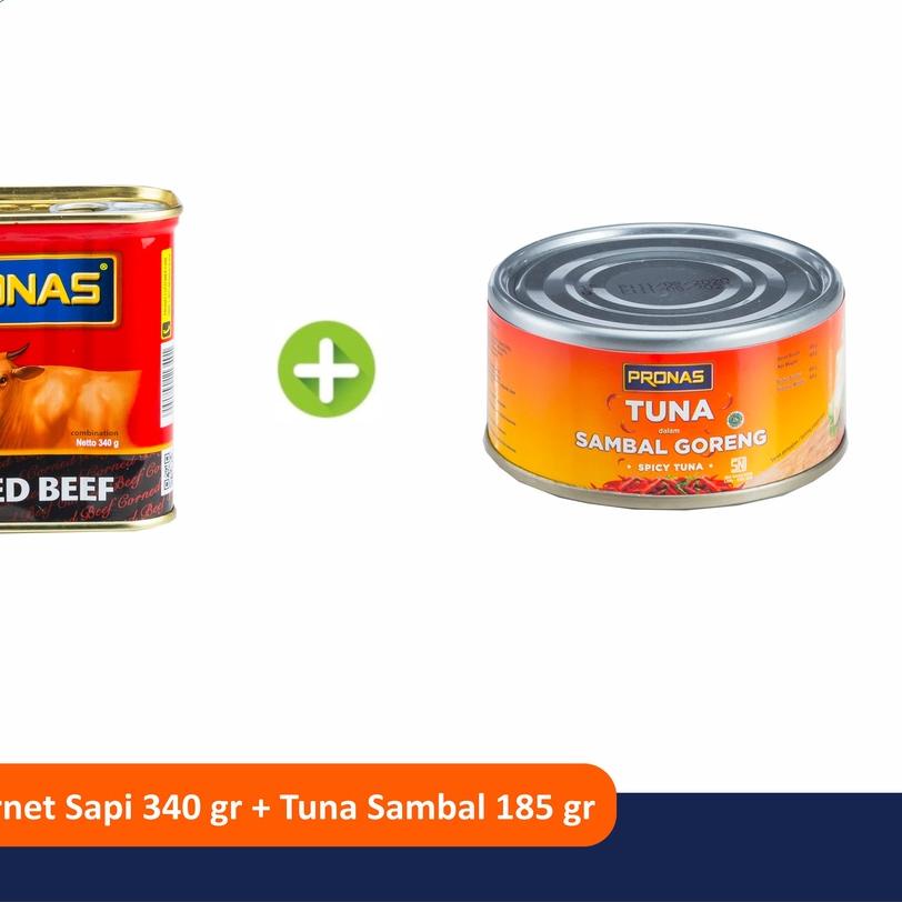 

➴ PRONAS Paket Exclusive Kornet Sapi 340g & Tuna Pedas 185g Bundling 2 pcs ☟